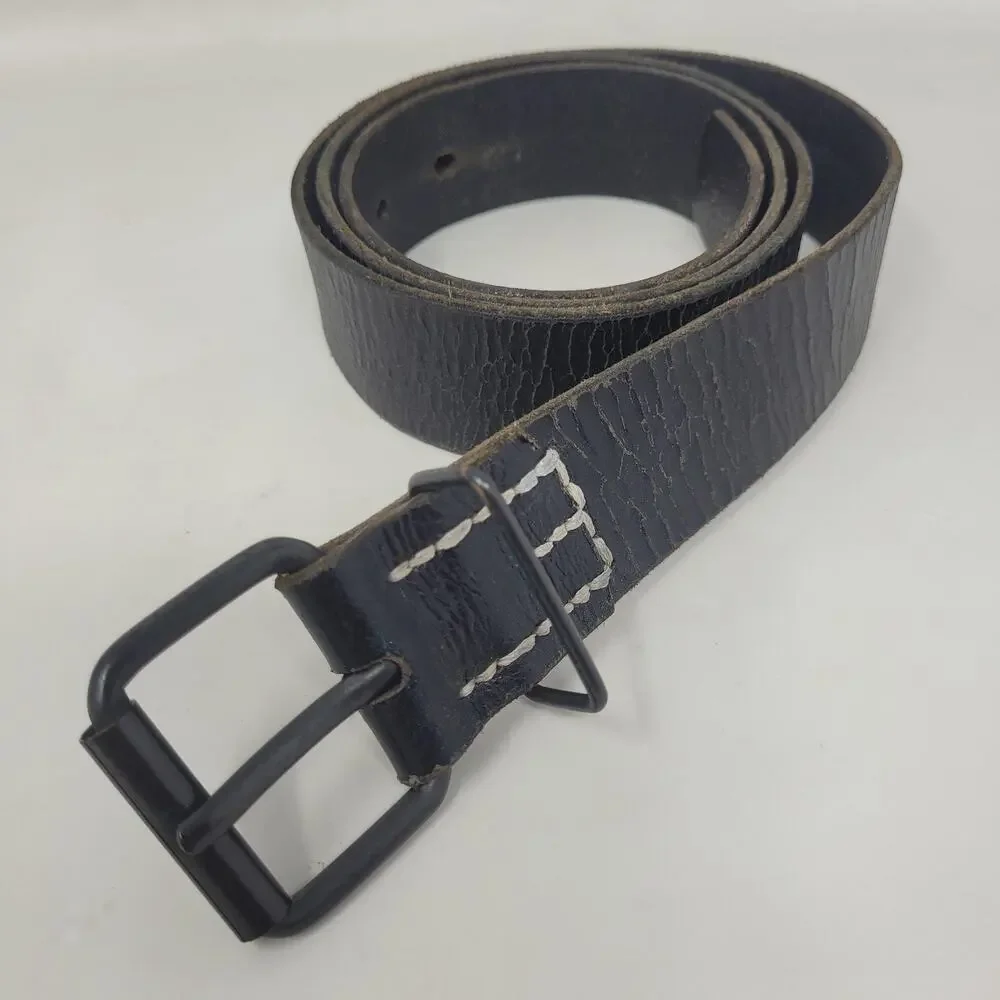 Gap Belt Mens‎ 36 Black Leather Contrast Stitch Utility Industrial Rugged Casual